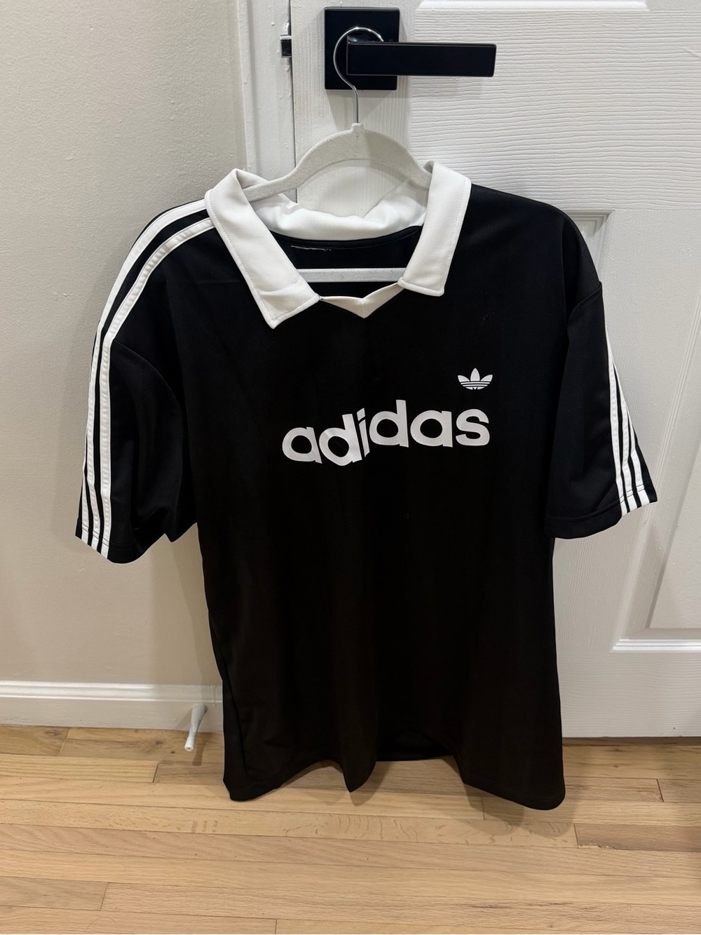Adidas Originals Black Athletic Polo Shirt with White Stripes Men Size 2XL